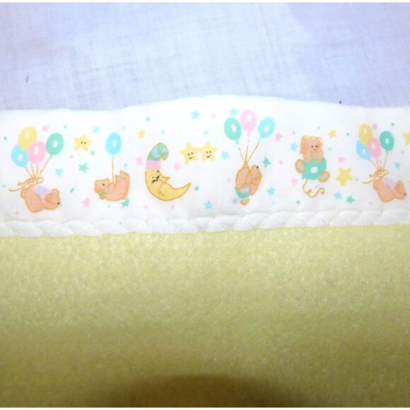 VTG Bunny Esmond Yellow  Baby Crib Blanket Satin Bear Trim UNUSE 36" x 43" - Picture 6 of 8